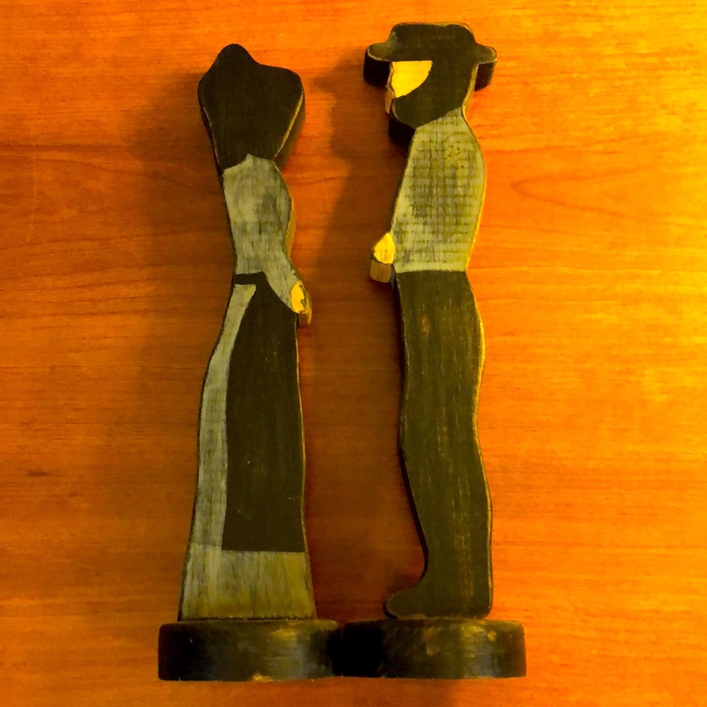 Farmhouse Amish Rustic Wooden Silhouettes Decor Black Gray 12” Tall
